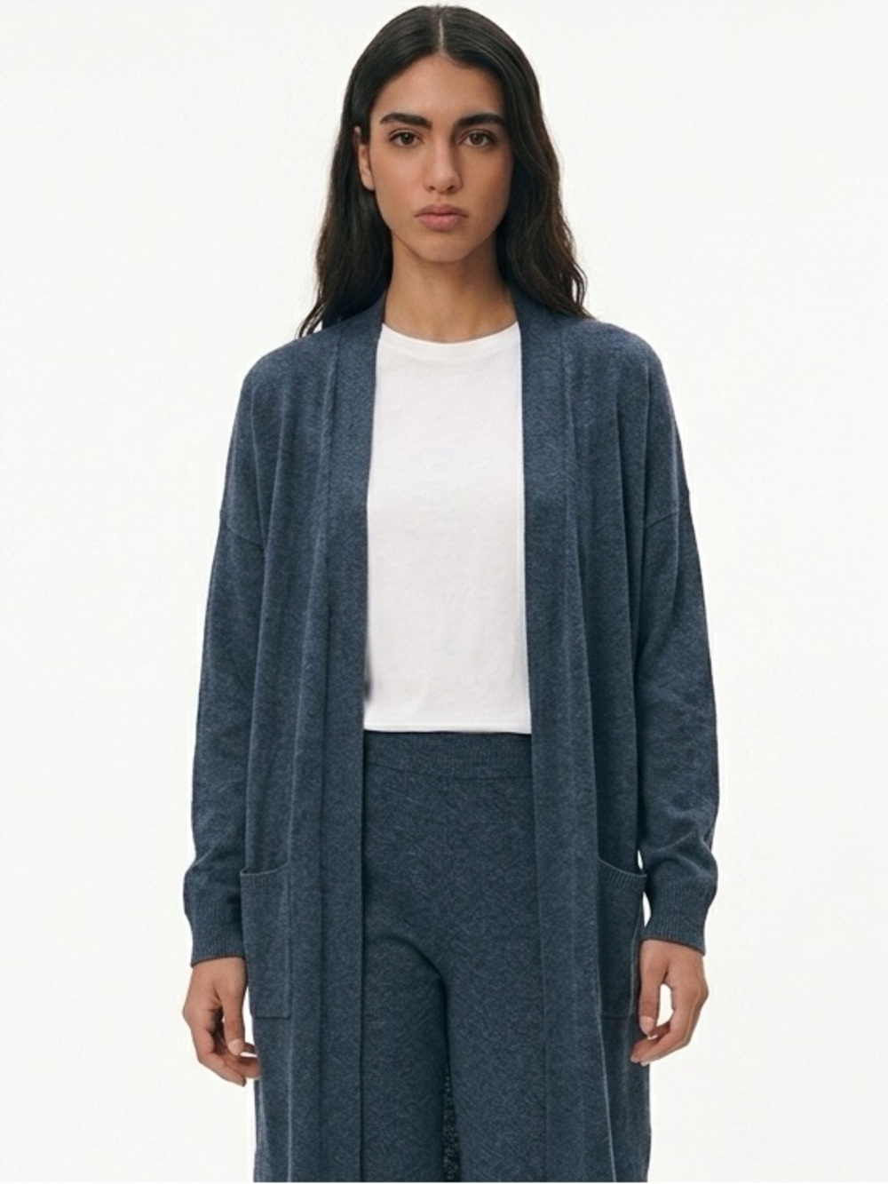DEBUT | NEW Dark Blue Open Front Cardigan with Pockets Women’s Size Medium